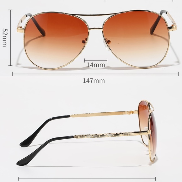 Tinted Lens Aviators, gold bands, unisex - Picture 4 of 6